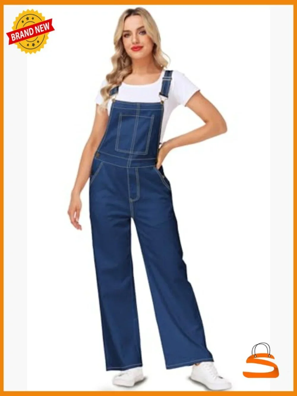 Stretch Denim Bib Overalls Casual Adjustable Strap Jean Jumpsuit